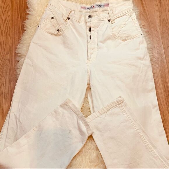 Vintage Zena super high off white button fly jeans - Picture 1 of 11